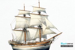 Vintage Ship Watercolor PNG Clipart Product Image 1
