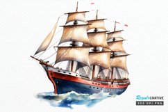 Vintage Ship Watercolor PNG Clipart Product Image 1