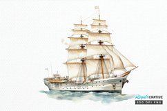 Vintage Ship Watercolor PNG Clipart Product Image 1