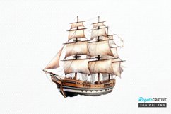 Vintage Ship Watercolor PNG Clipart Product Image 1