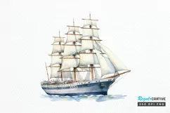 Vintage Ship Watercolor PNG Clipart Product Image 1