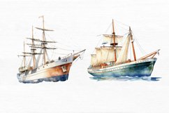 Vintage Ship Watercolor Sublimation Clipart Product Image 5