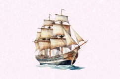 Vintage Ship Watercolor Sublimation Clipart Product Image 6