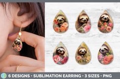 Bundle of six Decoupage Sloths Teardrop Earrings designs.