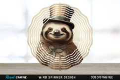 Vintage Sloth Wind Spinner Sublimation Design PNG Product Image 1