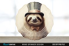 Vintage Sloth Wind Spinner Sublimation Design PNG Product Image 1