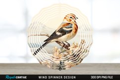 Vintage Snow Bunting Bird Wind Spinner Sublimation PNG Product Image 1