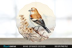 Vintage Snow Bunting Bird Wind Spinner Sublimation PNG Product Image 1