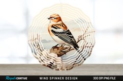 Vintage Snow Bunting Bird Wind Spinner Sublimation PNG Product Image 1