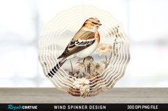 Vintage Snow Bunting Bird Wind Spinner Sublimation PNG Product Image 1