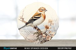 Vintage Snow Bunting Bird Wind Spinner Sublimation PNG Product Image 1