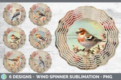 Bundle of six Decoupage Snow Buntings Wind Spinner designs.