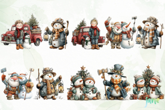 Vintage Snowman Clipart Sublimation Product Image 5