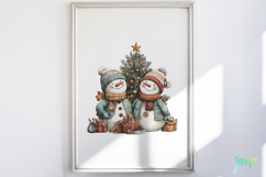 Vintage Snowman Clipart Sublimation Product Image 4