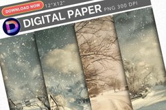 Vintage Snowy Scenes Digital Paper Product Image 1