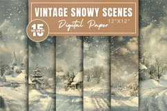 Vintage Snowy Scenes Digital Paper Bundle Product Image 1