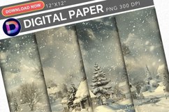 Vintage Snowy Scenes Digital Paper Product Image 1