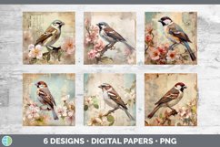 Bundle of six Decoupage Sparrows Paper Backgrounds designs.