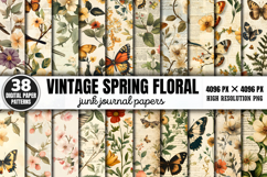 Vintage Spring Floral Junk Journal Pattens Background Bundle Product Image 1