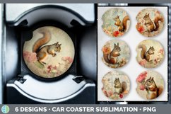 Bundle of six Decoupage Squirrels Car Coaster designs.