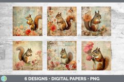 Bundle of six Decoupage Squirrels Paper Backgrounds designs.