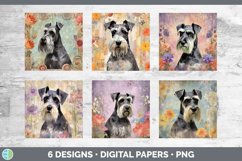 Bundle of six Decoupage Standard Schnauzers Paper Backgrounds designs.