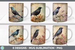 Bundle of six Decoupage Starlings Mug Wrap designs.
