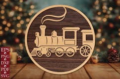 Vintage Steam Train Round Sign SVG Product Image 1