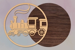 Vintage Steam Train Round Sign SVG Product Image 2