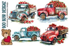 Watercolor Strawberry Truck Clipart Product Image 1