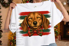 Vintage Stripes Dog Christmas PNG, Christmas Dog Design Product Image 1