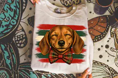 Vintage Stripes Dog Christmas PNG, Christmas Dog Design Product Image 4