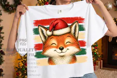 Vintage Stripes Fox Christmas PNG, Stripes PNG Design Product Image 2