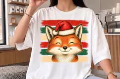 Vintage Stripes Fox Christmas PNG, Stripes PNG Design Product Image 3