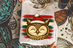 Vintage Stripes Owl Christmas PNG, Stripes PNG Design Product Image 4