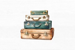 Vintage Suitcase Watercolor Sublimation Clipart Product Image 4