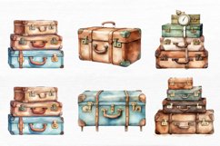 Vintage Suitcase Watercolor Sublimation Clipart Product Image 3