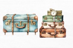 Vintage Suitcase Watercolor Sublimation Clipart Product Image 6