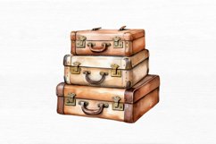 Vintage Suitcase Watercolor Sublimation Clipart Product Image 7