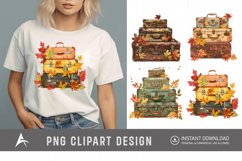 Vintage Suitcases with Autumn Leaves Clipart Product Image 1