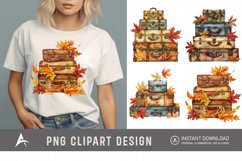Vintage Suitcases with Autumn Leaves Clipart Product Image 1