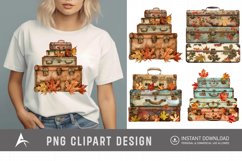 Vintage Suitcases with Autumn Leaves Clipart Product Image 1