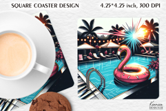 Vintage Summer Vibes Square Coaster|Palm|Retro Beach|Ocean Product Image 1