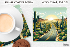 Vintage Summer Vibes Square Coaster|Cactus|Desert Product Image 1