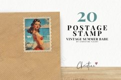 Vintage Summer Babe Postage Stamps | Pin-Up Girl PNG Product Image 2