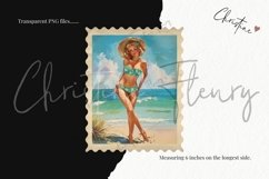 Vintage Summer Babe Postage Stamps | Pin-Up Girl PNG Product Image 3