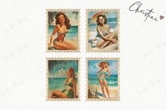 Vintage Summer Babe Postage Stamps | Pin-Up Girl PNG Product Image 6