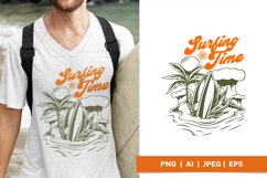 Surfing Time, Summer Beach Scenery in Vintage Style Design Product Image 1