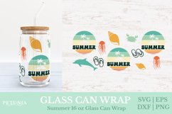 Vintage Summer Full Wrap Glass Can SVG cut file being used as a 16 oz glass can print