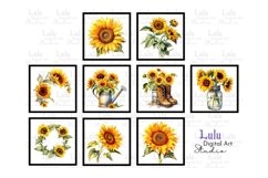 18 Vintage Style Sunflowers Clip Art Product Image 2